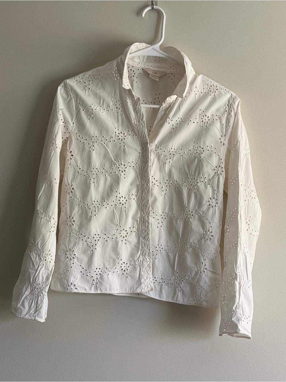 J. Jill Vintage White Eyelet Button-Down Shirt
